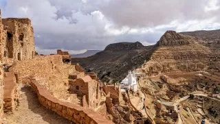 Chenini is a town dug into the cliffs.